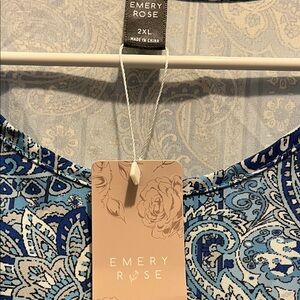 Emery Rose Blue Paisley Tunic Top